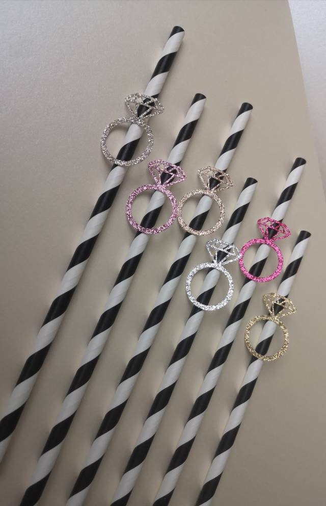 Engagement Ring Paper Straws Diamond Ring Party Straws Bride to Be