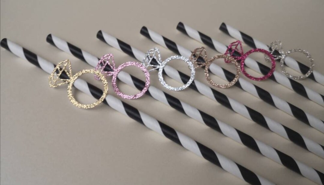 Engagement Ring Paper Straws Diamond Ring Party Straws Bride to Be