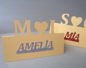 Wedding Place Card * Personalized Table cards * Place cards * Wedding Name Cards * Initials on top * Bridal