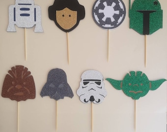 Adornos para cupcakes de Star Wars * Adornos para cupcakes para fiestas de cumpleaños * Decoración para fiestas de Star Wars * Suministros para fiestas de cumpleaños * Decoración para cupcakes
