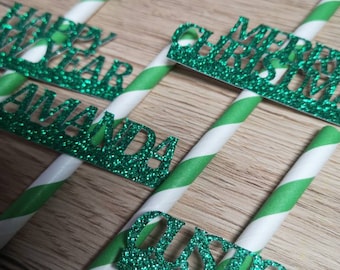 Custom Straws " Personalized Straws" Straw " Glitter" Birthday party " Name on paper straws" Party " Table decorations