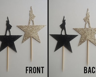 Festa a tema Broadway Topper per cupcake Hamilton Decorazione per compleanno Hamilton Decorazione musicale Hamilton Glitterato da entrambi i lati