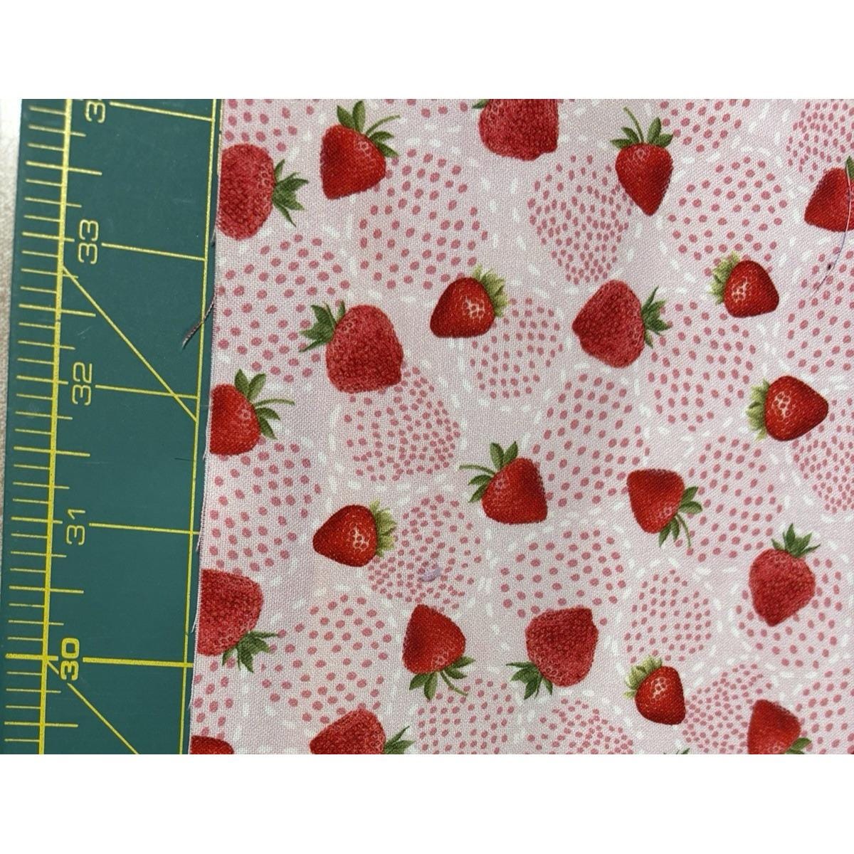 Timeless Treasures Red Strawberry on Pink Cotton Fabric Choice of Size ...