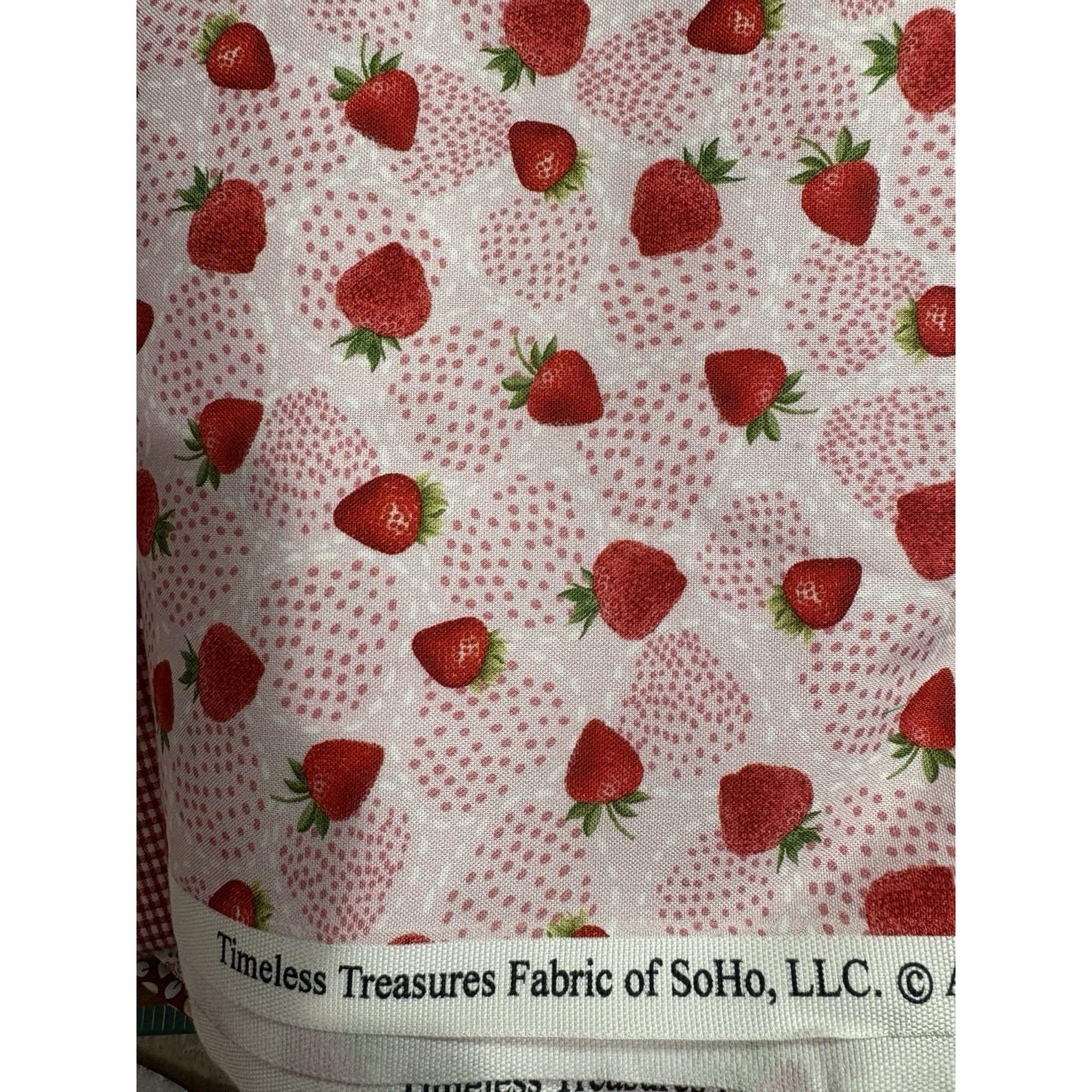 Timeless Treasures Red Strawberry on Pink Cotton Fabric Choice of Size ...