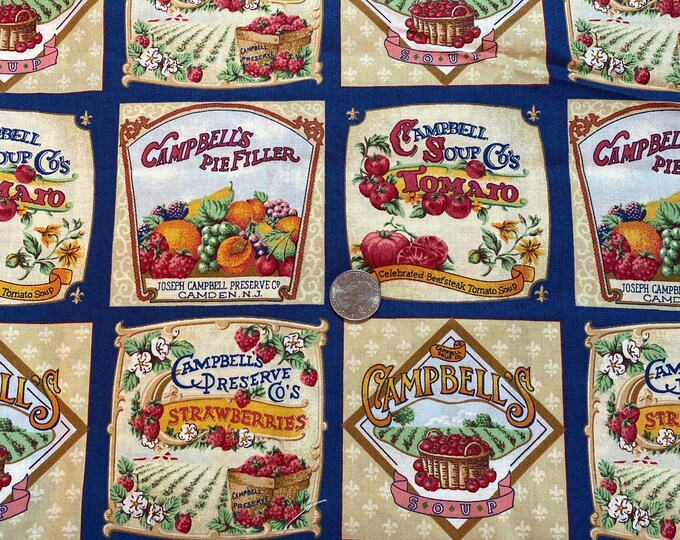 Vintage Campbell's Soup Label Novelty Print Quilt Craft Fabric Concord