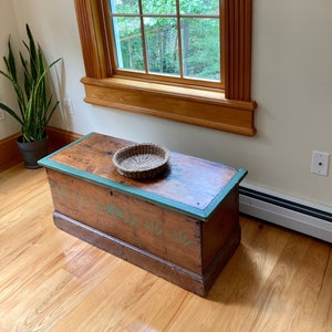 American Country Pine Blanket Chest 19th Century Authentic Coffee Table Storage