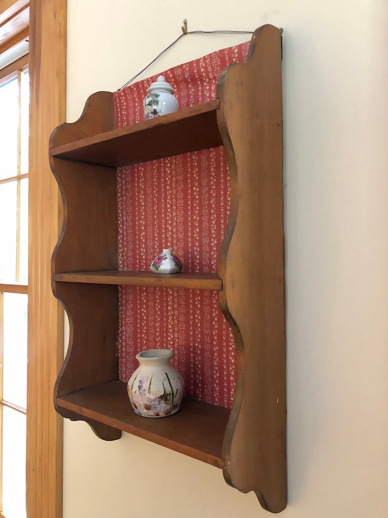 Antique Wooden Wall Shelf Primitive Hand Crafted Kitchen Shelf Farm