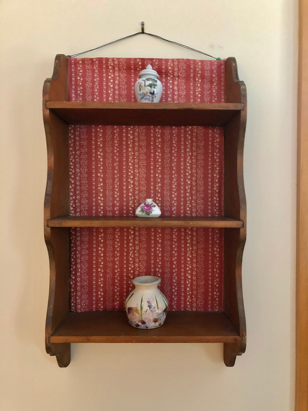 Antique Wooden Wall Shelf Primitive Hand Crafted Kitchen Shelf Farm