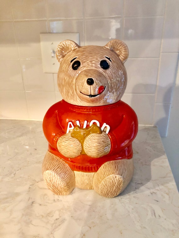 Vintage 1979 AVON Ceramic Teddy Bear Cookie Jar - in Original Box