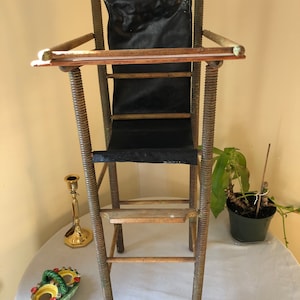 Antique wooden doll high chair