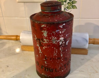 Antique D. Fowlston Tea Tin Caddy Canister Authentic Distressed Farmhouse