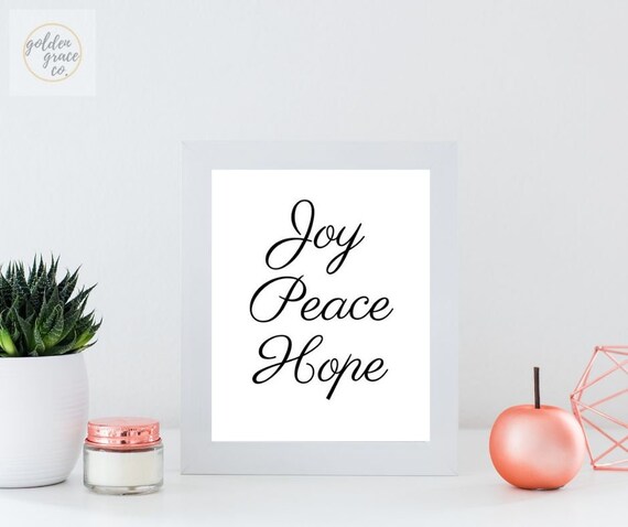 JOY PEACE HOPE Wall Art Digital Prints Printables Holiday | Etsy