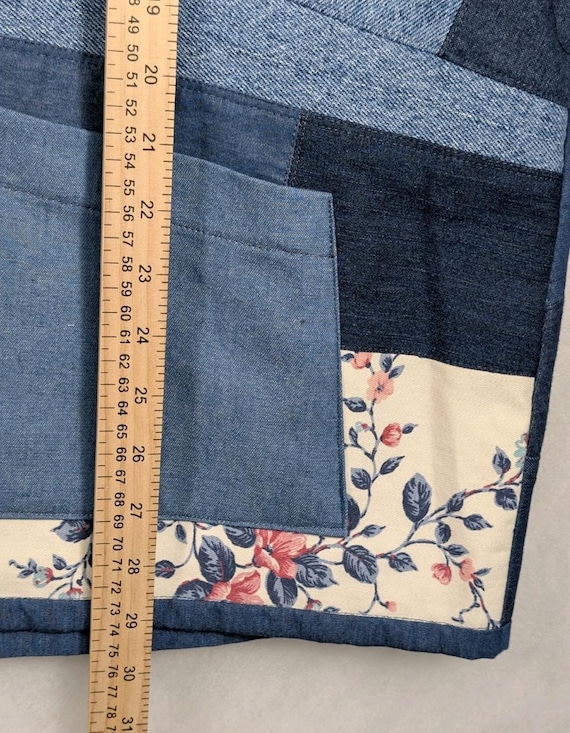 Handmade Patchwork Denim Kimono Jacket Jungle Lin… - image 5