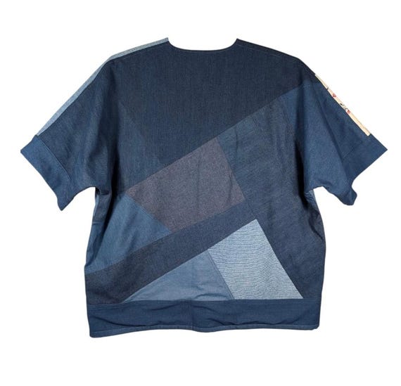 Handmade Patchwork Denim Kimono Jacket Jungle Lin… - image 2