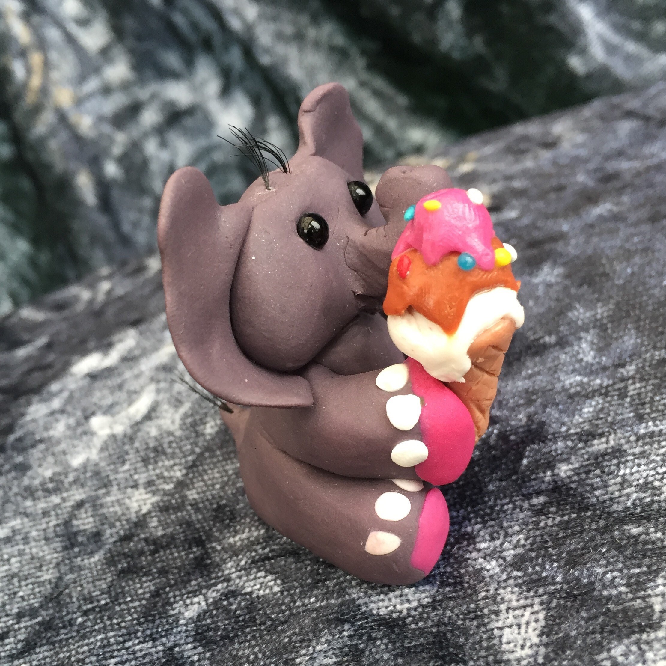 Elephant Figurine Eating Ice Cream. Handmade Elephant Etsy