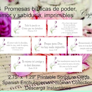 24 cartes bibliques espagnoles, carte femme, imprimables, étude biblique d'encouragement, verset biblique à mémoriser imprimable. TÉLÉCHARGEMENT INSTANTANÉ