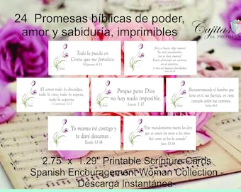 Spanish Scripture Cards for Women - 24 Printable Bible Verse Cards - Christian Gift for Women - Instant Download - Faith Encouragement Cards