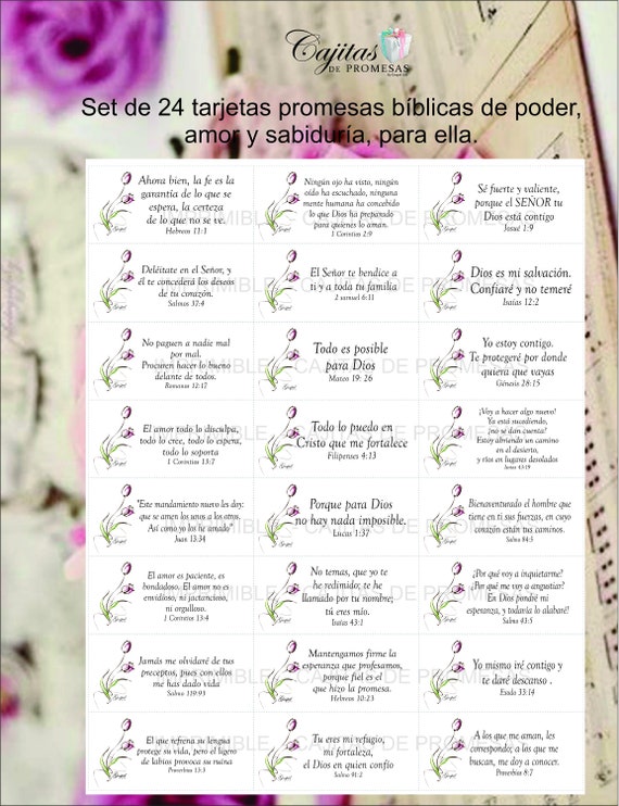 Set of 24 SPANISH Printable Scripture Cards for Woman - Etsy