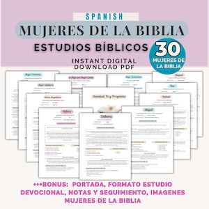 Spanish Women of the Bible Study Guide | Mujeres de la Biblia PDF | Christian Printable Devotional Journal for Women, Mujer cristiana