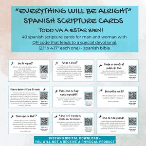 Cartões de versículos bíblicos em espanhol para impressão com QR Code para devocional | Cartões de Escrituras Cristãs | Download digital para evangelismo, igreja, presentes