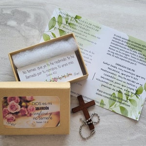 Set van 60 tweetalige bemoedigende bijbelverzen, Spaans en Engels gebedendoos, Christelijk geschenk, geheugengebedskaarten, bijbelstudiegeschenken