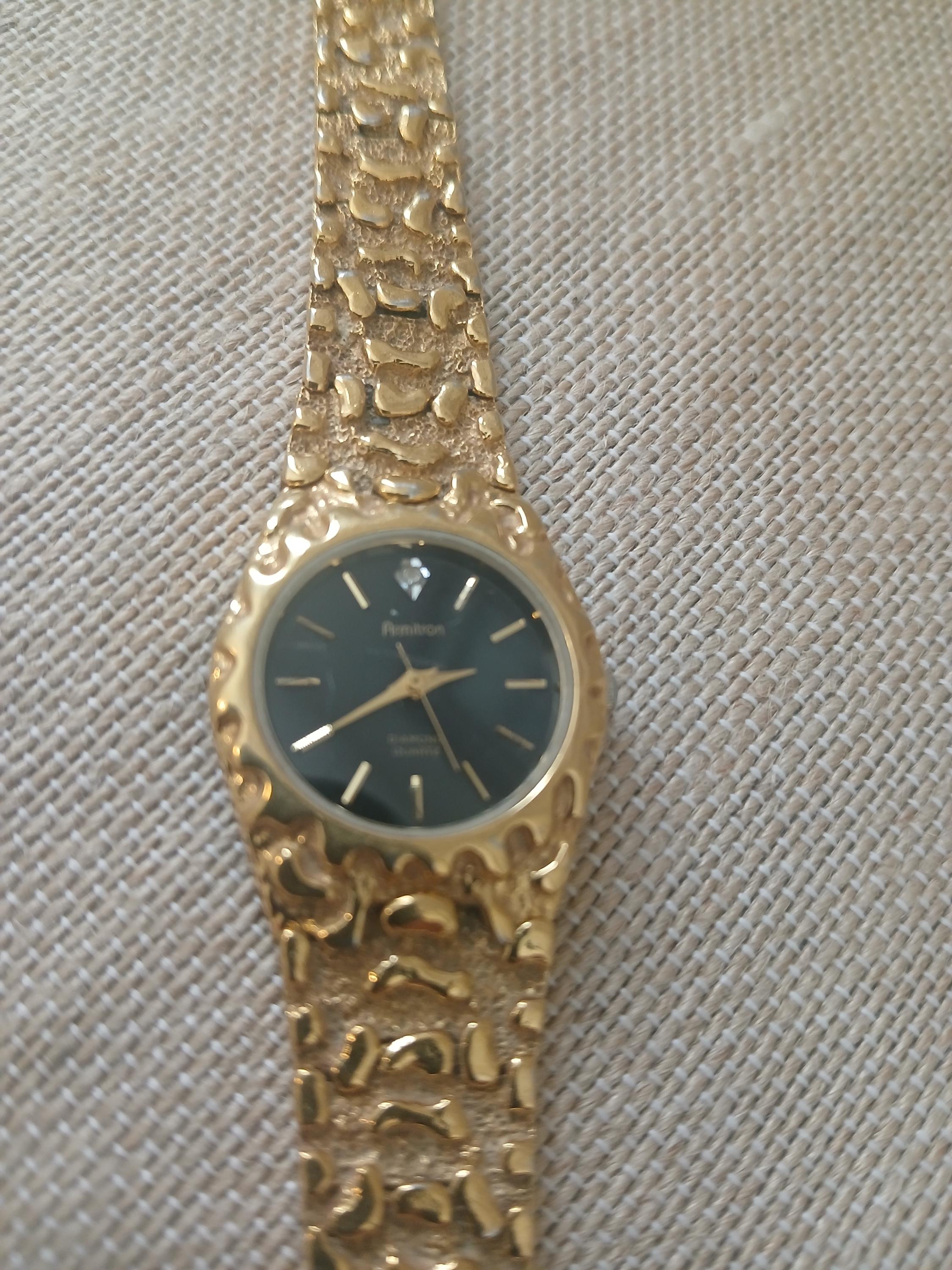 Geneva Quartz Gold Nugget Watch Vintage Womens Gold Nugget Watch
