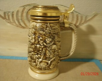 1987 Lidded Stein by Avon The Gold Rush Stein Handcrafted in Brazil 9" H