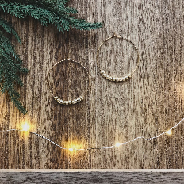 Holiday Collection: The Elle Hoops (Gold Beads)