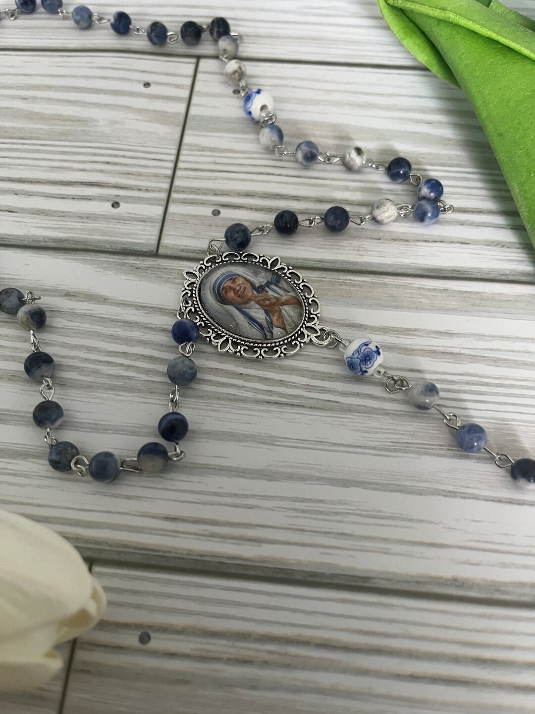 St Teresa of Calcutta Rosary: Blue Sodalite Catholic Rosary - Etsy