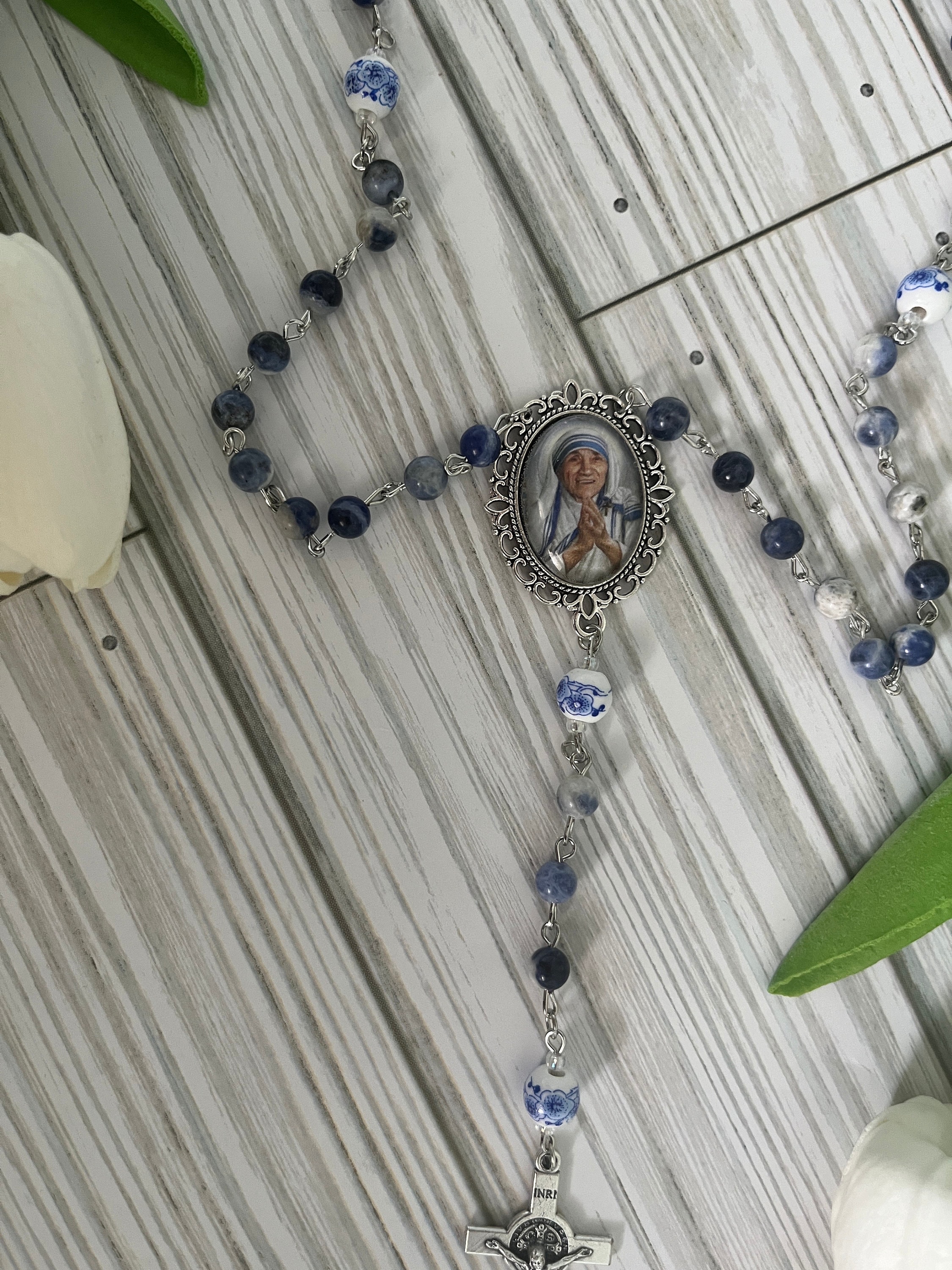 St Teresa of Calcutta Rosary: Blue Sodalite Catholic Rosary - Etsy