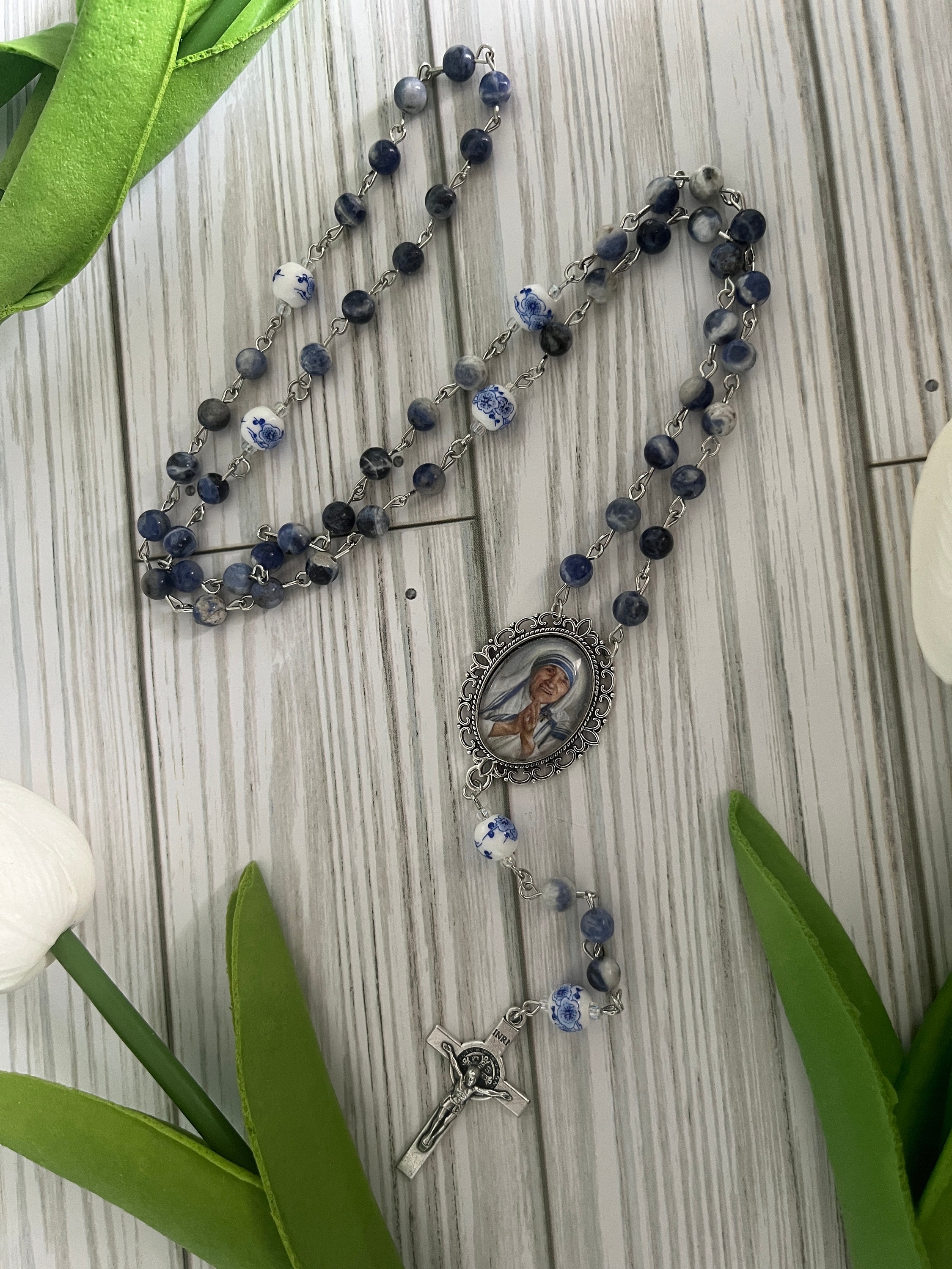 St Teresa of Calcutta Rosary: Blue Sodalite Catholic Rosary - Etsy