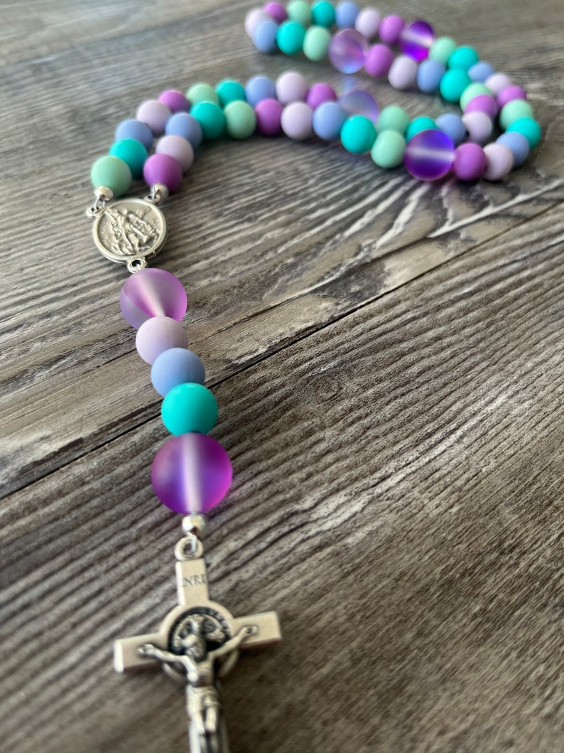 Rosary, Purple Rosary, Girl Rosary, Rosaries, First Communion Gift, Childrens Rosary, Rosary, Catholic Gift, Catholic, Silicone Rosary image 10