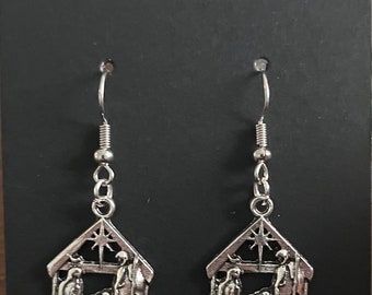 Nativity Scene Earrings: Religious Christmas Jewelry Gift