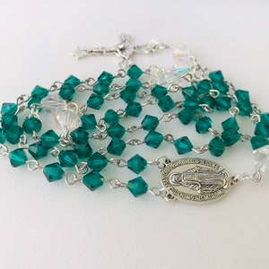 Birthstone Rosary Beads, Emerald Rosary, Rosary, Rosaries, First Communion Gift, Crystal Rosary, Catholic Gifts, Catholic, May Rosary