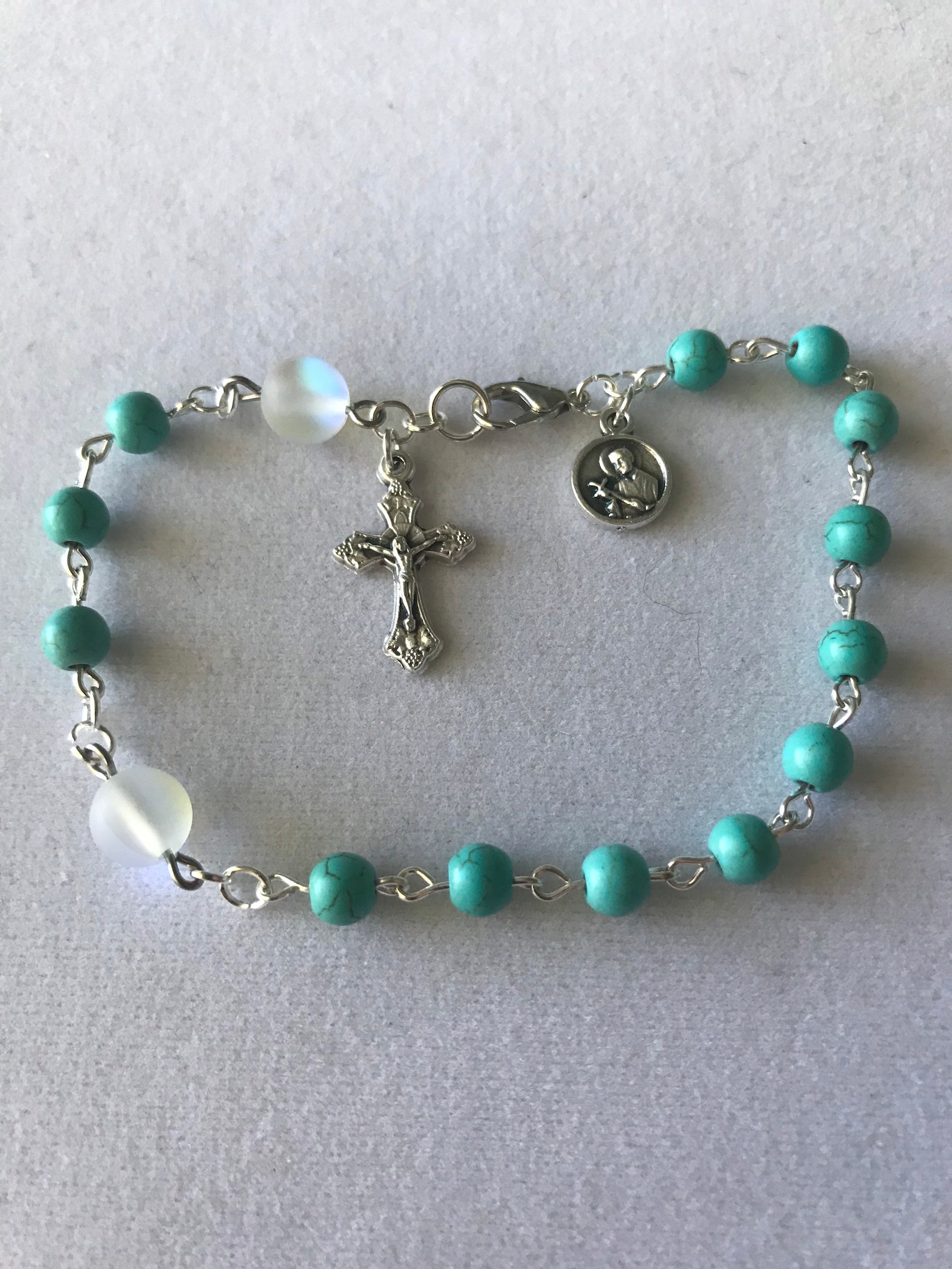 1 Decade Rosary Bracelet Rosary Bracelet Turquoise Rosary Etsy