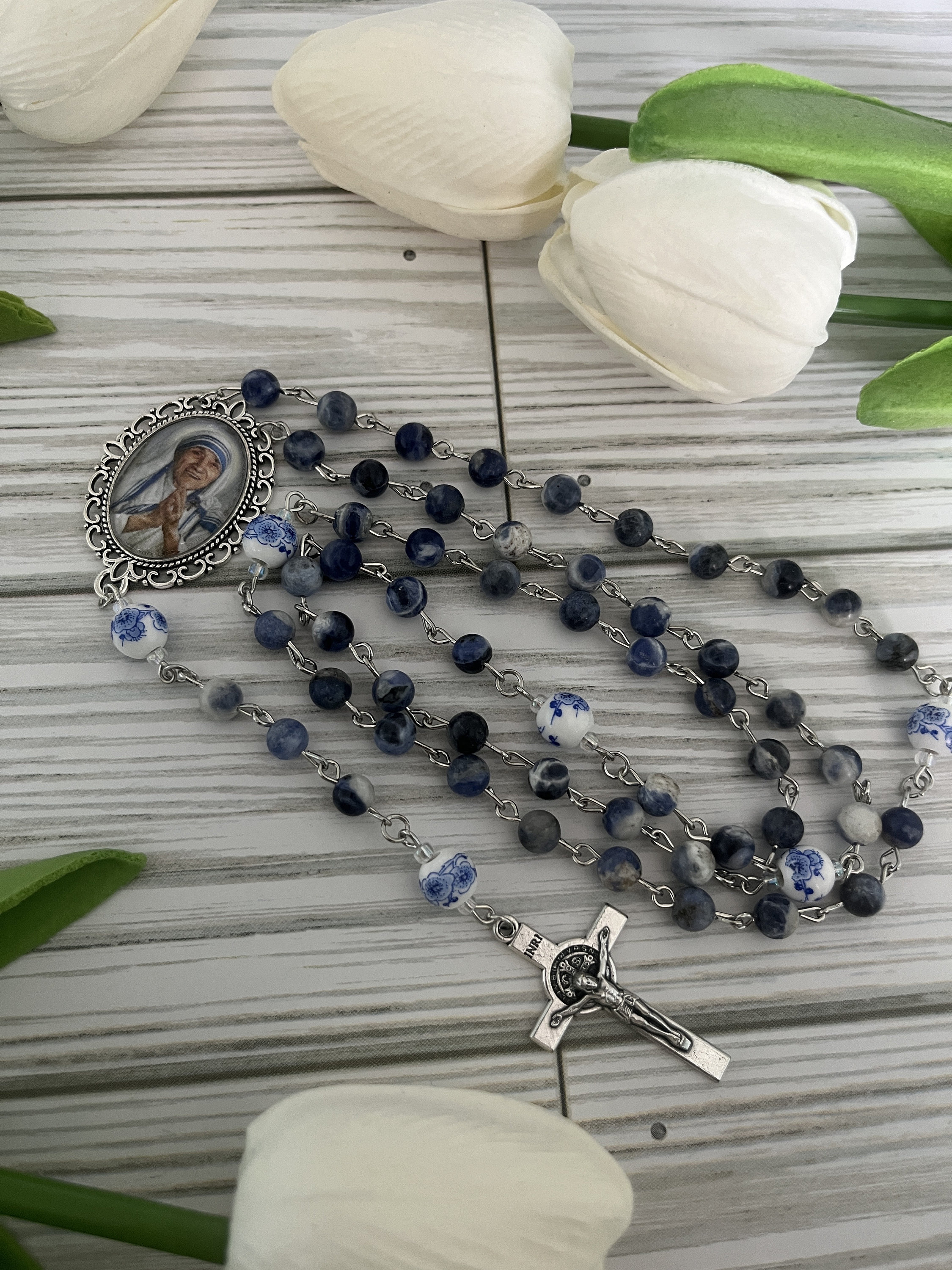 St Teresa of Calcutta Rosary: Blue Sodalite Catholic Rosary - Etsy
