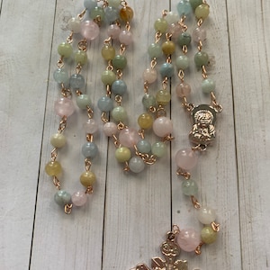 Rose Gold Rosary, Morganite Rosary, Catholic Rosary, Gifts for Her, Catholic Gifts, Rosary, Catholic, Rosaries