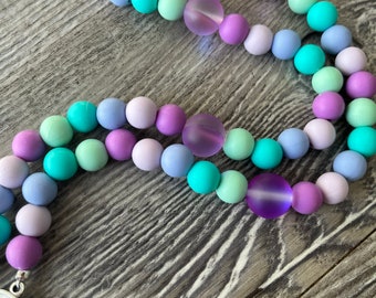 Purple Silicone Rosary: Mermaid Glass Catholic Gift