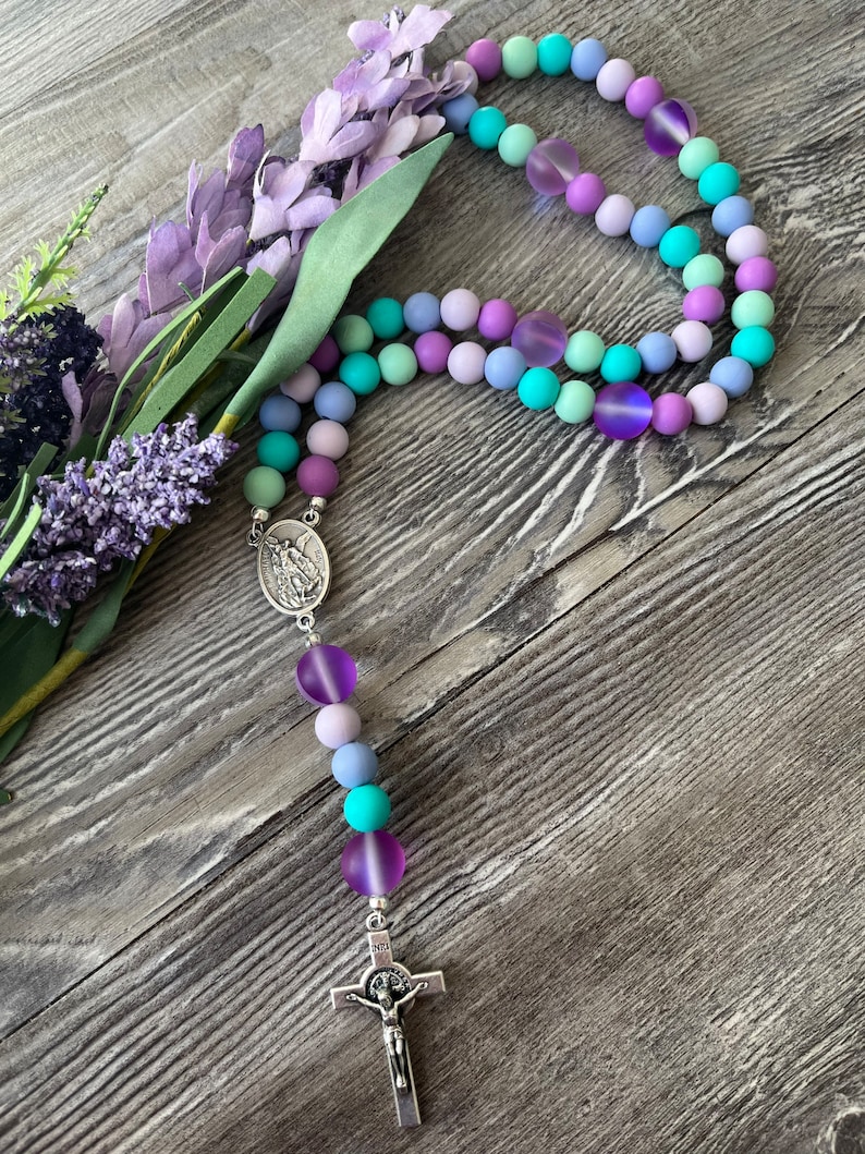 Rosary, Purple Rosary, Girl Rosary, Rosaries, First Communion Gift, Childrens Rosary, Rosary, Catholic Gift, Catholic, Silicone Rosary image 4
