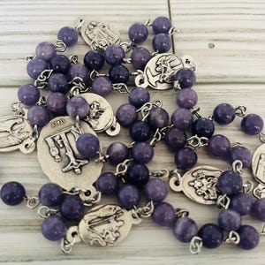Seven Sorrows Rosary: Lavender Chalcedony Servite Prayer Chaplet