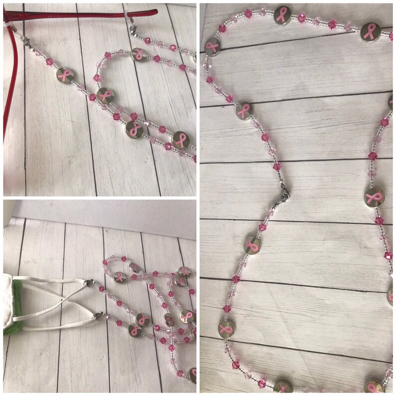 Mask Lanyard, Lanyard Breast Cancer Awareness Office Accessories Reading Glasses Chain Mask Holder Eyeglass Chain Teacher Gift