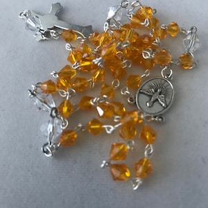 Topaz Birthstone Rosary: Preciosa Crystal Catholic Prayer Beads