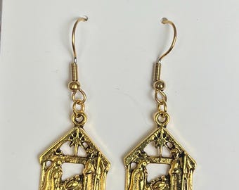 Nativity Scene Earrings: Religious Christmas Jewelry Gift