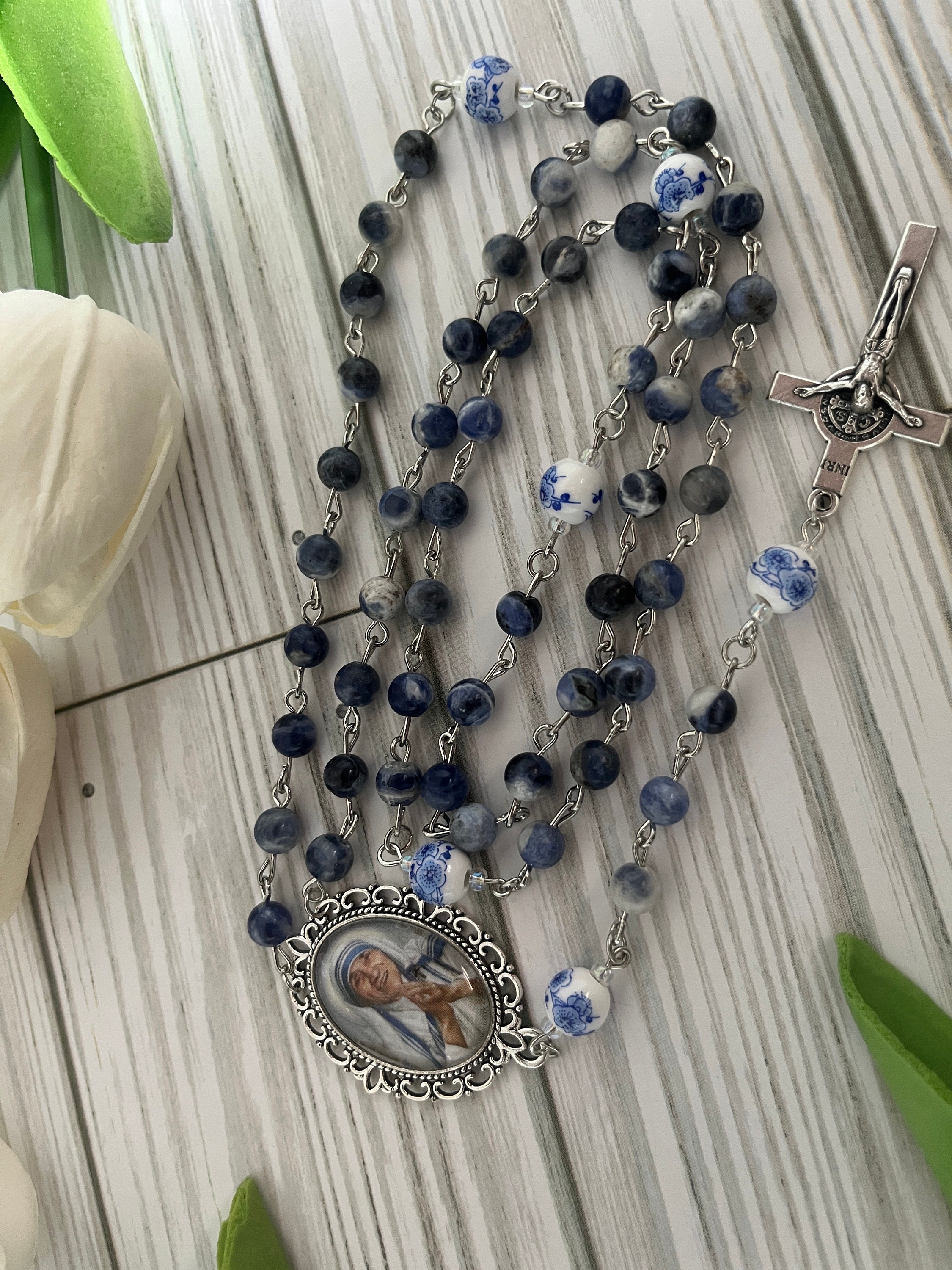 St Teresa of Calcutta Rosary: Blue Sodalite Catholic Rosary - Etsy