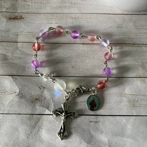 Mermaid Glass Rosary Bracelet: Catholic Decade Rosary, Religious Gift