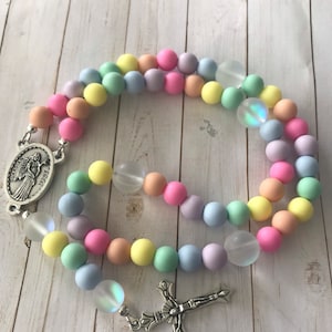 Silicone Rosary, Kids Rosary, Childrens Rosary, Rainbow Rosary, Rosary For Kids, Rosary, Child Rosary, Rosaries, Childs Rosary, Rosary Beads