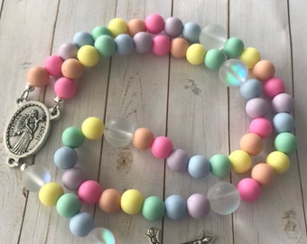 Silicone Rosary, Kids Rosary, Childrens Rosary, Rainbow Rosary, Rosary For Kids, Rosary, Child Rosary, Rosaries, Childs Rosary, Rosary Beads