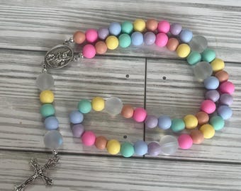 Pastel Rainbow Silicone Rosary: Kids First Rosary