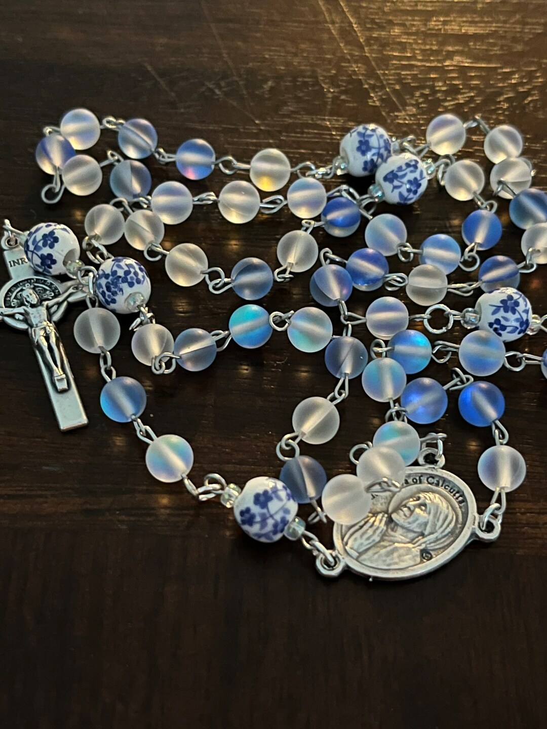 St Teresa of Calcutta Rosary: Mermaid Glass Beads, Catholic Gift - Etsy