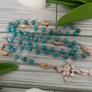 Turquoise Rosary, Catholic Rosary, Catholic Gifts, Rosary, Gifts for Her, Confirmation Gifts, Mothers Day Gifts, Our Lady of Guadalupe